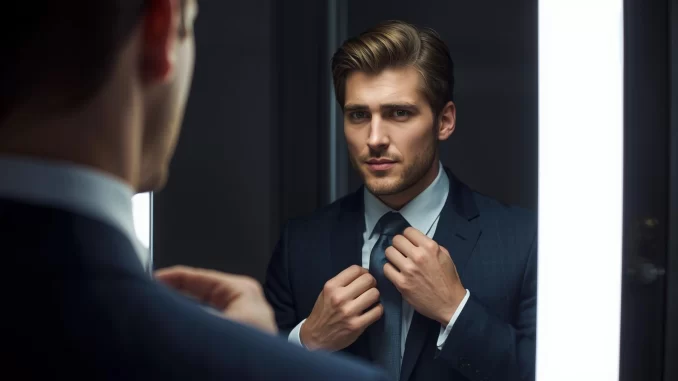 good looking man admiring himself npd