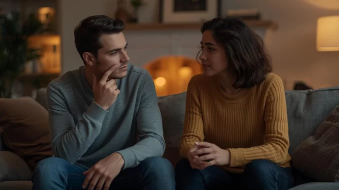 couple talking about going to couples or marriage therapy together