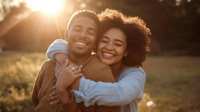 diverse couple happy