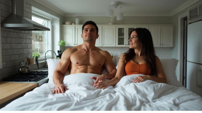 man who is large causing pain for partner working through a solution